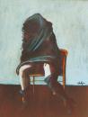 Seated, veiled by black cloth