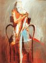 Girl crouching on a chair