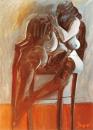 Nude on black chair with veil