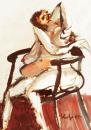 Sitting nude on black armchair