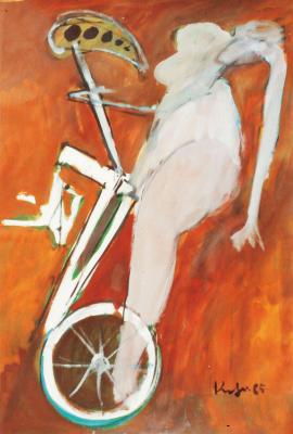 Nude with bícycle as Zeus