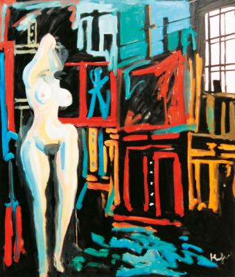 Nude in front of the easel