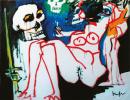 White nude with skulls