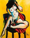 Siiting nude on yellow