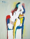 White nude on chair