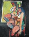 Nude sitting in front of the mirror