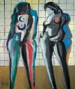 Two nudes in the bathroom